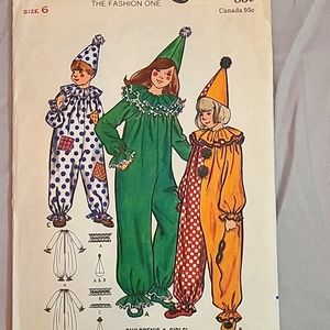 Kids Clown Costume Sewing Pattern Butterick 6363 Size 6